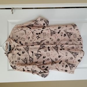 Karl Lagerfeld Pink Paris Printed buttoned blouse Size S